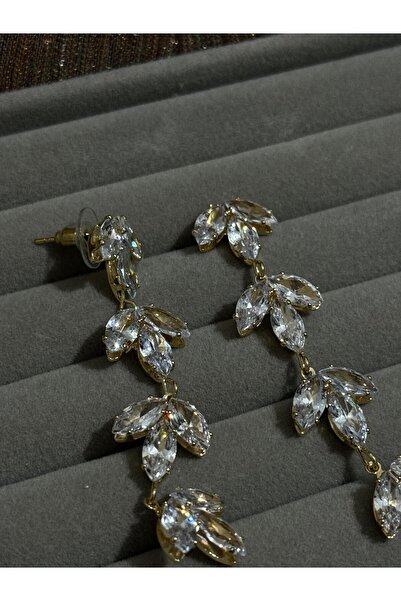 MODA Gold Taşlı Sallantılı Küpe