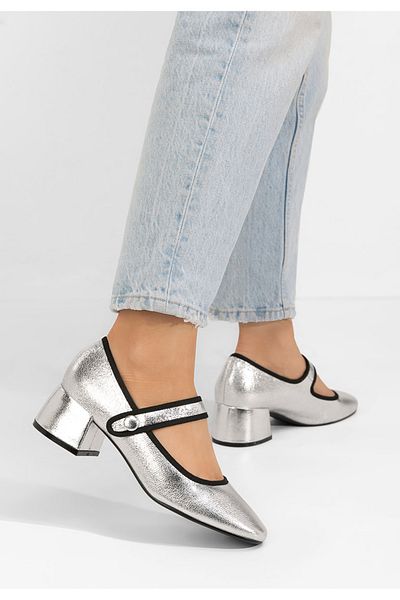 B T Shoes Pantofi Cu Toc Gros Annaliese Argintii