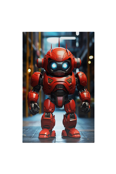 StoryGift Romania Tablou Canvas: Robot Negru Cu Rosu Si Cu Ochii Lasere Albas...