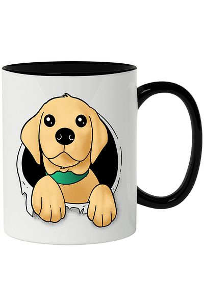 StoryGift Romania Mug With Puppy, Breed, Labrador, Collar, Illustration, Animal, Multicolor 330 ml, Ce, Cu