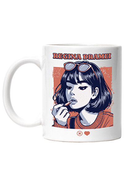 StoryGift Romania Cana Fata Cool Cu Ruj Si Ochelarii De Soare Text Regina Dra...