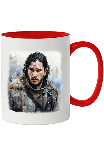 StoryGift Romania Mug With Jon Snow, Game of Thrones, Series, Books, Fantasy, Multicolor 330 ml, , With