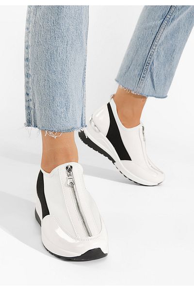B T Shoes Sneakers Cu Platforma Dollie Albi