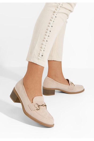 B T Shoes Empress Beige Heeled Loafers