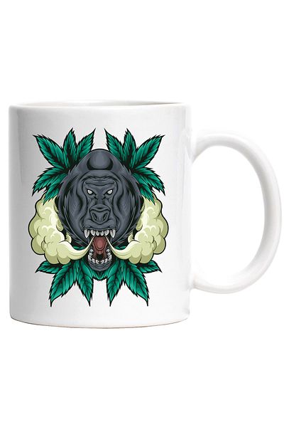 StoryGift Romania Cana Cu Gorila, Fum, Plante, Frunze, Animal, Multicolor 330 Ml, Ceramica Cu Mane, Cu ,stg