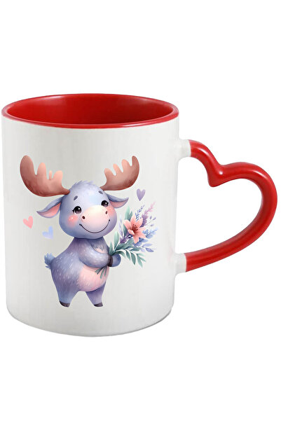 StoryGift Romania Cana cu un elan vesel care tine un buchet cu flori | ilustr...