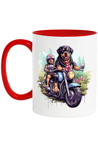 StoryGift Romania Cana Cu 2 Caini Rotweiller Care Se Plimba Cu Motocicleta Pr...