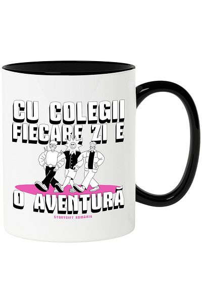 StoryGift Romania Mug With colleagues, every day is a school adventure, 330ml, Ceramic with Black Handle, With M