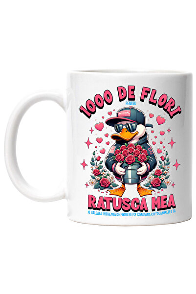 StoryGift Romania Cana Rata Gangster Cu Flori Mesaj Romantic Iubire, 330ml, C...