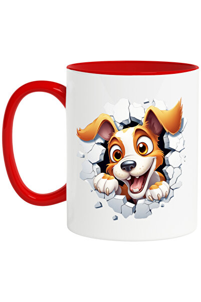 StoryGift Romania Cana Cu Un Caine Scoate Capul Printr-un Zid Distrus, Ilustr...