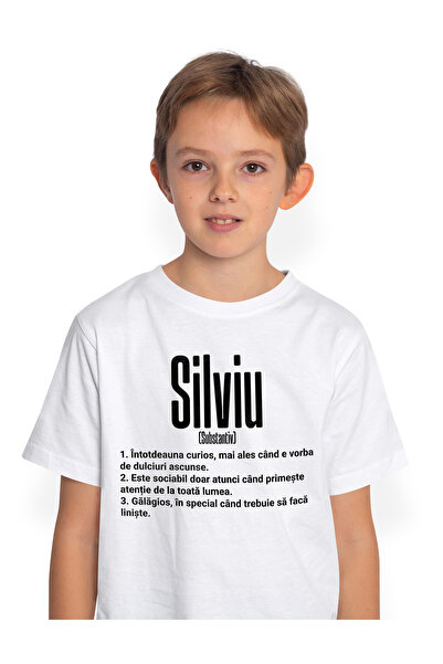 StoryGift Romania Tricou Copii Baieti Cu Numele Silviu, Cu Mesaj Amuzant, Cur...