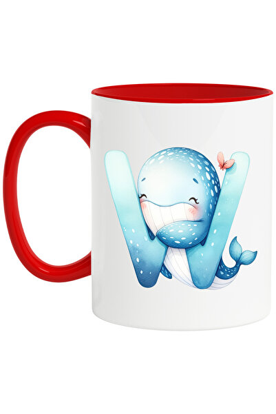 StoryGift Romania Cana Cu O Balena Albastra Cu Litera "w", Ilustratie, Pentru...