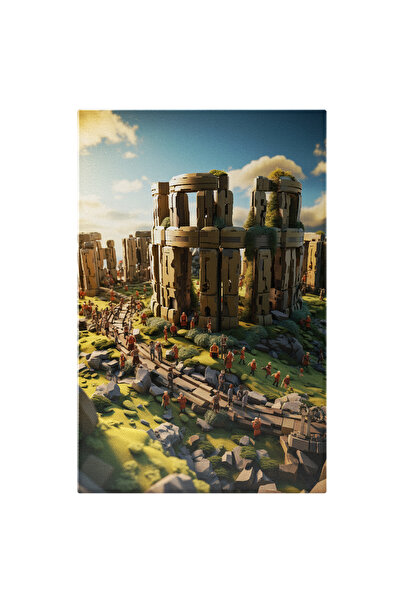 StoryGift Romania Tablou Canvas: View Minunile Lumii Stanci Pietroase Inalta Cetate Amenii Stil Lego Pictura Digi