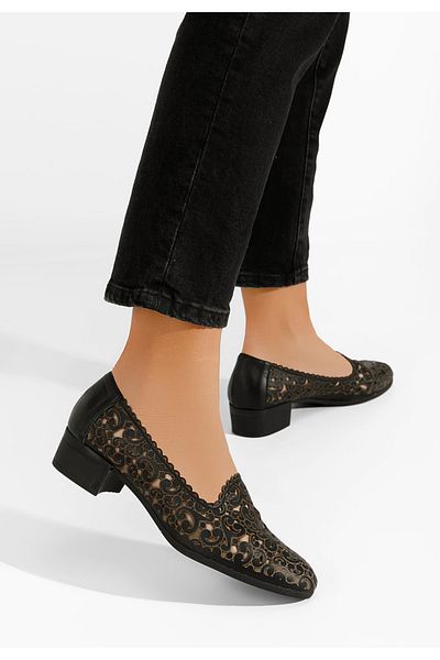 B T Shoes Pantofi Dama Piele Malva Negri