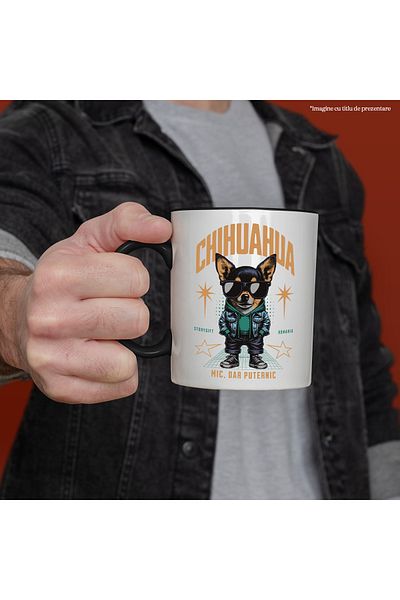 StoryGift Romania Mug Chihuahua Gangster Dog with Sunglasses, 330ml, Ceramic with Black Handle, With,STG.