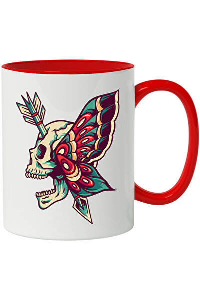 StoryGift Romania Cana Cu Craniu, Aripi De Fluture, Sageata, Tribal, Retro, M...