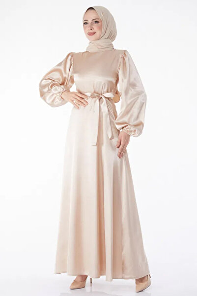 Butik Düz Bisiklet Yaka Kadın Kuşaklı Elbise