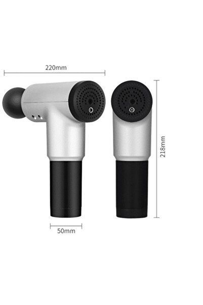 MACVI Aparat de Masaj Pistol Macvi® , Cu 4 Capete, 6 Trepte de Viteza, Autonomie 4 ore, 24W, 3400 RPM, Gri