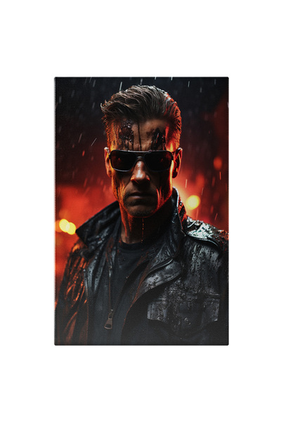 StoryGift Romania Tablou Canvas: Fotografie Cu Un Barbat Ranit - Ploaie Terminator Geaca Pictura Digitala