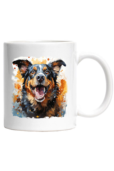 StoryGift Romania Cana Cu Caine Collie, Stropi De Vopsea, Acuarela, Zambet, M...