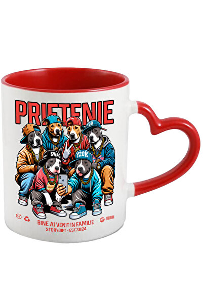 StoryGift Romania Cana Prietenie - Pitbull Din , Familie, 330ml, Ceramica Cu ...