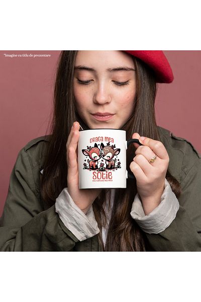 StoryGift Romania Mug Two deer wife love family lovers, 330ml, Ceramic with Handle, With