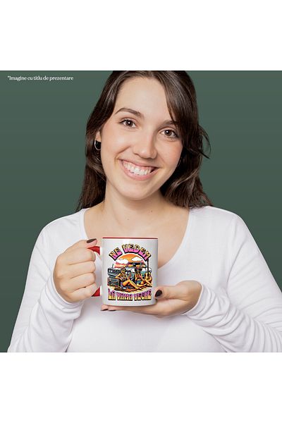StoryGift Romania Mug See you at the beach at the old customs girls relaxation, 330ml, Ceramic with Red Handle, With ,STG
