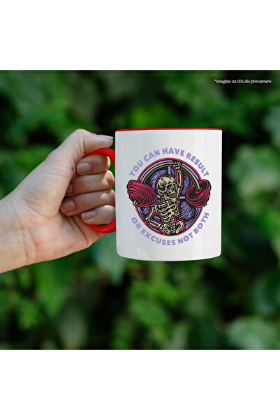 StoryGift Romania Mug With Message In English You Can Have Result Or Excuses Not Both, Skeleton, Heavy, With ,STG
