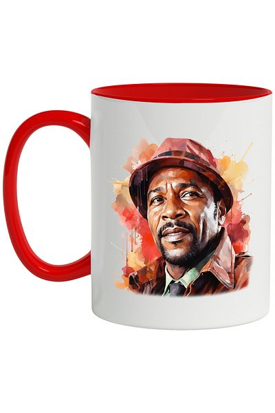 StoryGift Romania Mug With Marvin Gaye, Singer, Composer, Celebrity, Multicolor 330 ml, Ceram, With