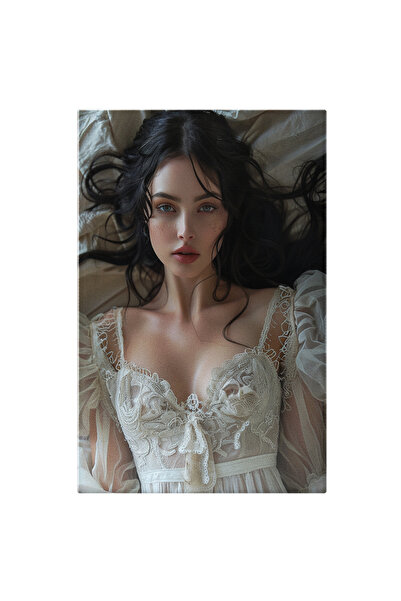 StoryGift Romania Tablou Canvas: Senzualitatea Domniței Din Pat Bruneta În Ro...