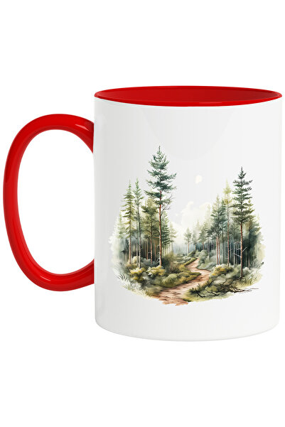 StoryGift Romania Cana Cu Un Peisaj Forestier, Ilustratie, Natura, Padure, Copaci, Verdeata, Liber, Cu ,stg