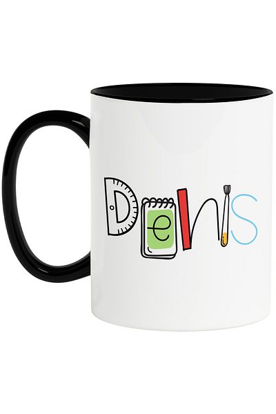 StoryGift Romania Mug With The Name Denis, And A Funny Message, Curious, Sociable, Galagio, 330ml, Ceramics, With