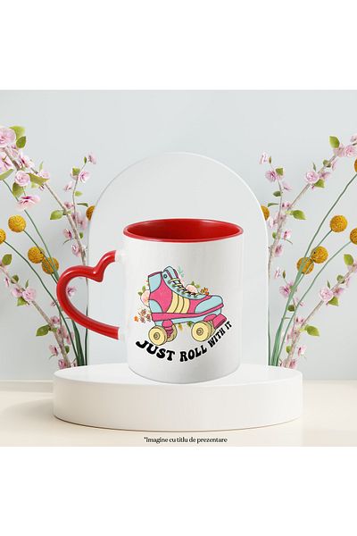 StoryGift Romania Cana cu role cu mesajul "Just roll with it", ilustratie, sport, flori, pasiune, , Cu ,STG