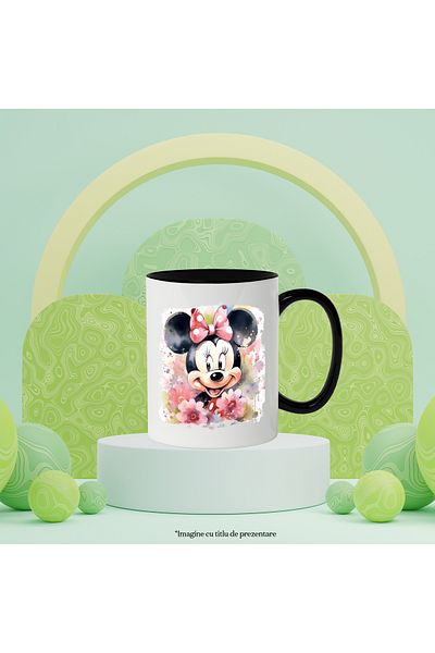 StoryGift Romania Minnie Mouse Mug, Character, Disney, Flowers, Bow, Multicolor 330 ml, Ceramic, With ,STG