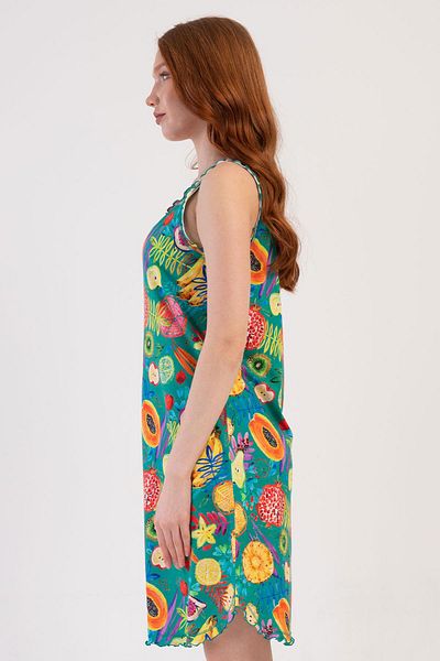 VİENETTA Women's Wide Strap Green Nightdress 100% Cotton C9T3N2O904
