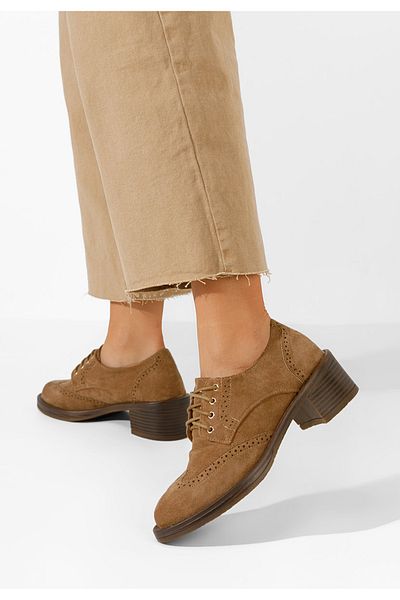 B T Shoes Pantofi Cu Toc Si Siret Slick Camel