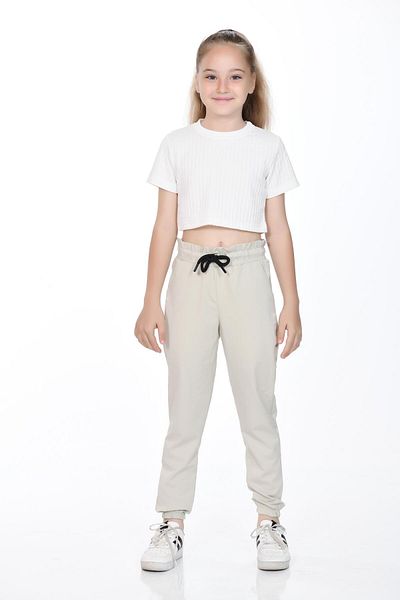Kamex Girl's Elastic Waist Pocket Burgaz Trousers