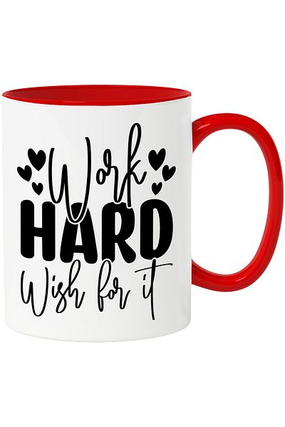 StoryGift Romania Mug with hearts and a message that encourages you to work hard for what you want, With