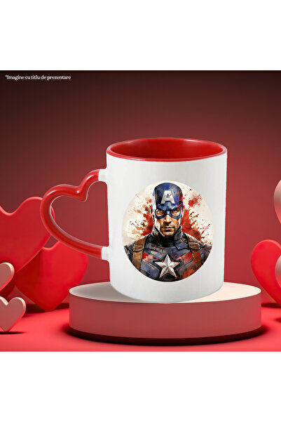 StoryGift Romania Captain America Mug, Circle, Marvel, Avengers, Superheroes, Mask, Multicolor, With