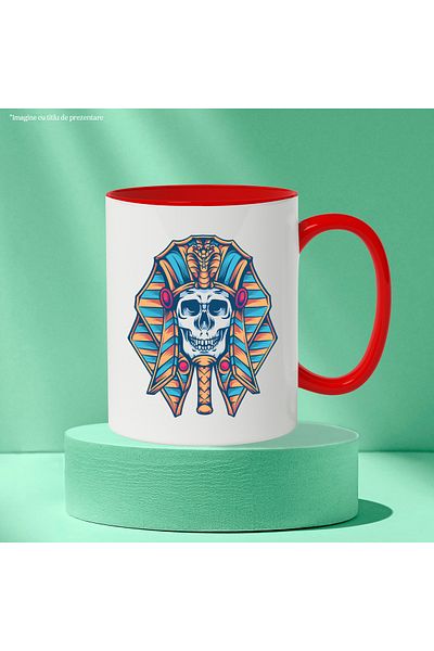 StoryGift Romania Mug With Skull, Pharaoh, Hat, Cobra, Ancient Egypt, Multicolor 330 ml, Ceramics, With ,STG