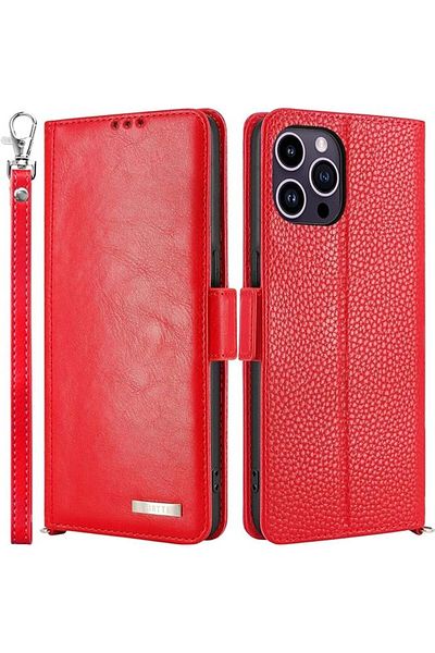 Lairtte case for iPhone 14 Pro Max 5G, eco-leather, red, 6.7 inches