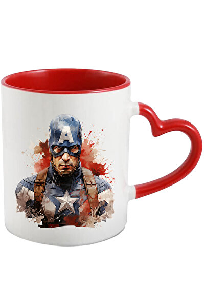 StoryGift Romania Captain America Mug, Portrait, Costume, Superhero, Marvel, Multicolor 330 ml, With