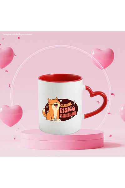 StoryGift Romania Cana Clubul Pisicomanilor Pisica Galbena Cascand Motan, 330ml, Ceramica Cu Maner, Cu ,stg