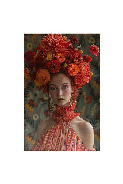 StoryGift Romania Tablou Canvas Wonderful Young Girl Cu O Coronita Din Flori ...