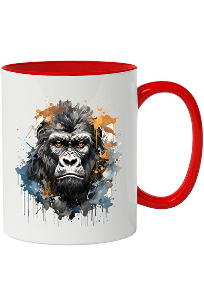 StoryGift Romania Cana Cu Cap De Gorila, Watercolor, Ilustratie, Ochi, Animal...