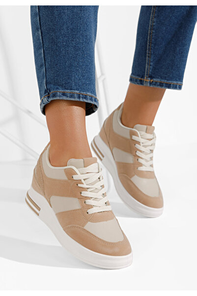 B T Shoes Khaki dámské tenisky na klínku Kelyna