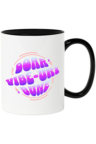 StoryGift Romania Cana Cu Text Stil Sfera Rachete Mesaj Limba Romana Doar Vibe-uri Bune, Ceramica,, Cu ,stg