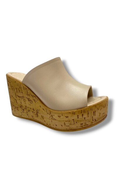 Etol E786-25 Δερμάτινες γυναικείες παντόφλες με ψηλό τακούνι