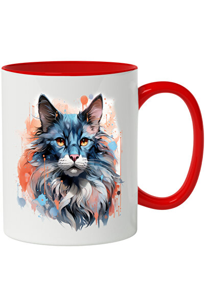 StoryGift Romania Cana Cu Pisica, Animal De Companie, Abstract, Watercolor, M...