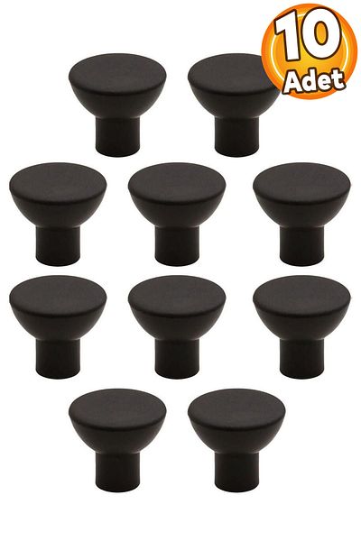Badem10 10 buc. Buton din plastic pentru mobilier negru, sertar de bucătărie, capac dulap, mâner dulap